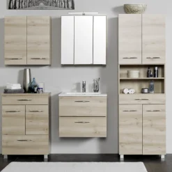 Vielseitiger Stauschrank Portofino | 60 x 35 x 180 cm | Beech Oak Design