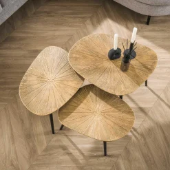 Emob Viereckiger Couchtisch Ray Metall 3er Set in Antik