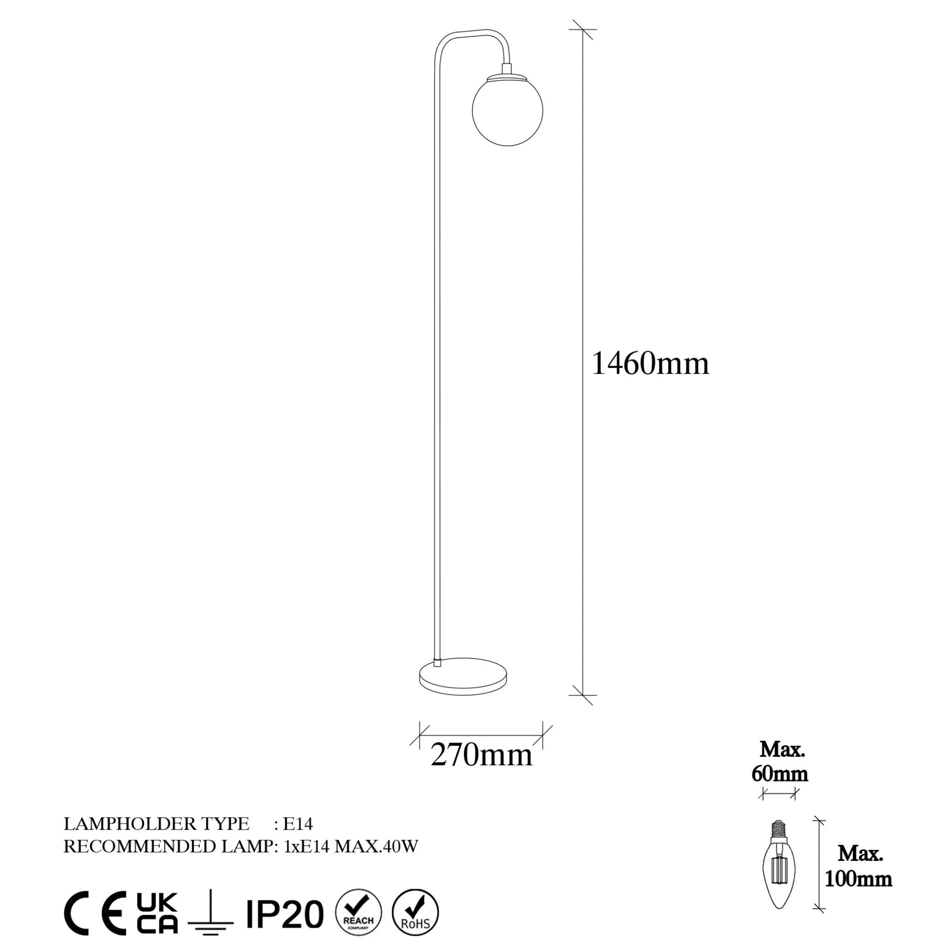 Emob Viran Stehleuchte | METALLGEHÄUSE | , Creme