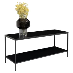Vita Black TV Stand: 2 Ablagen, Stahlrahmen