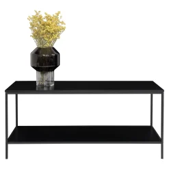 Vita Black TV Stand: 2 Ablagen, Stahlrahmen