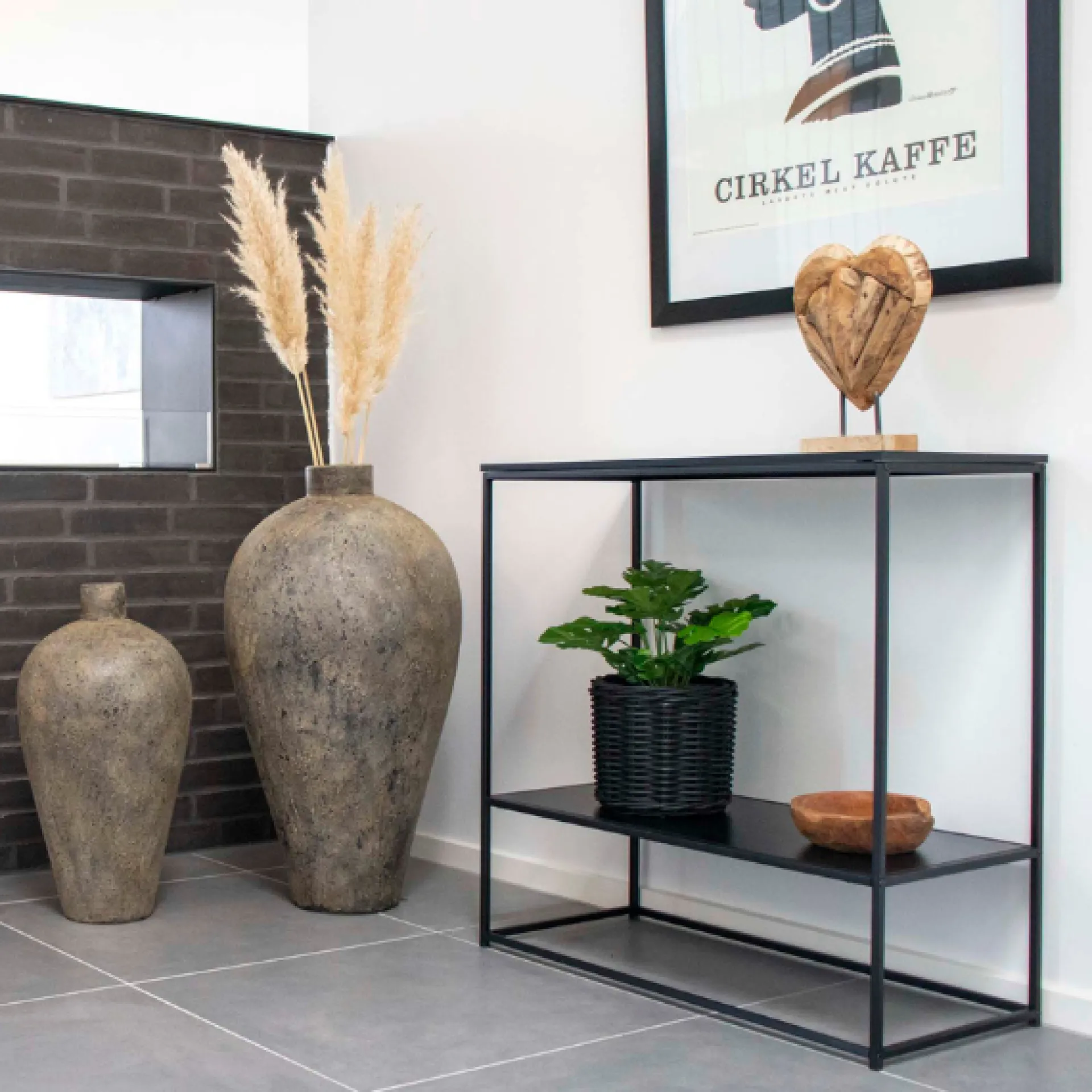 House Nordic Vita Konsolentisch - | 2 Ablagen, Stahlgestell