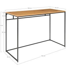 House Nordic Vita Schreibtisch - Eiche Natur mit schwarzem Rahmen | 100x45x75 cm
