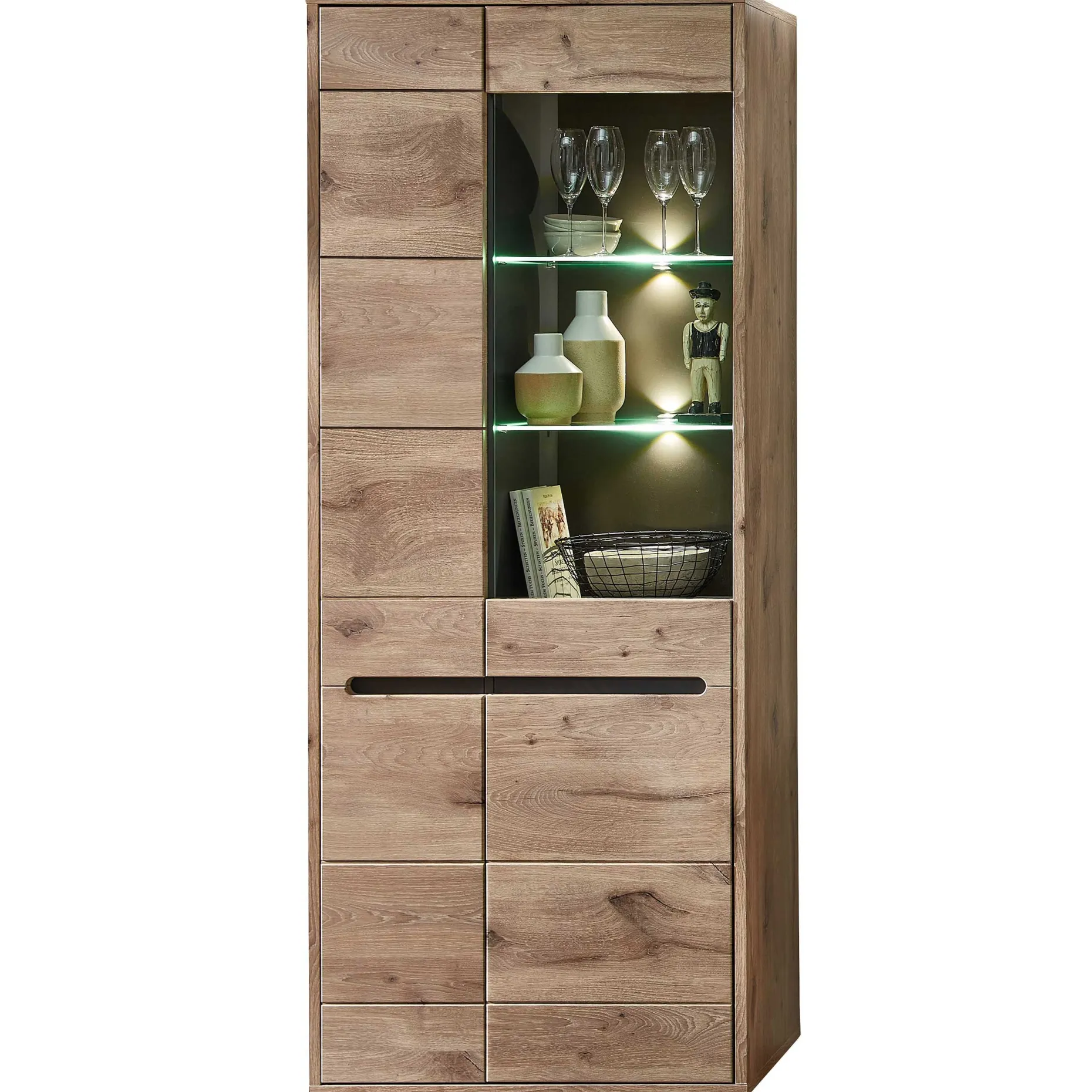 Vitrine Bellini 80cm 2 Türen - Eiche/anthrazit
