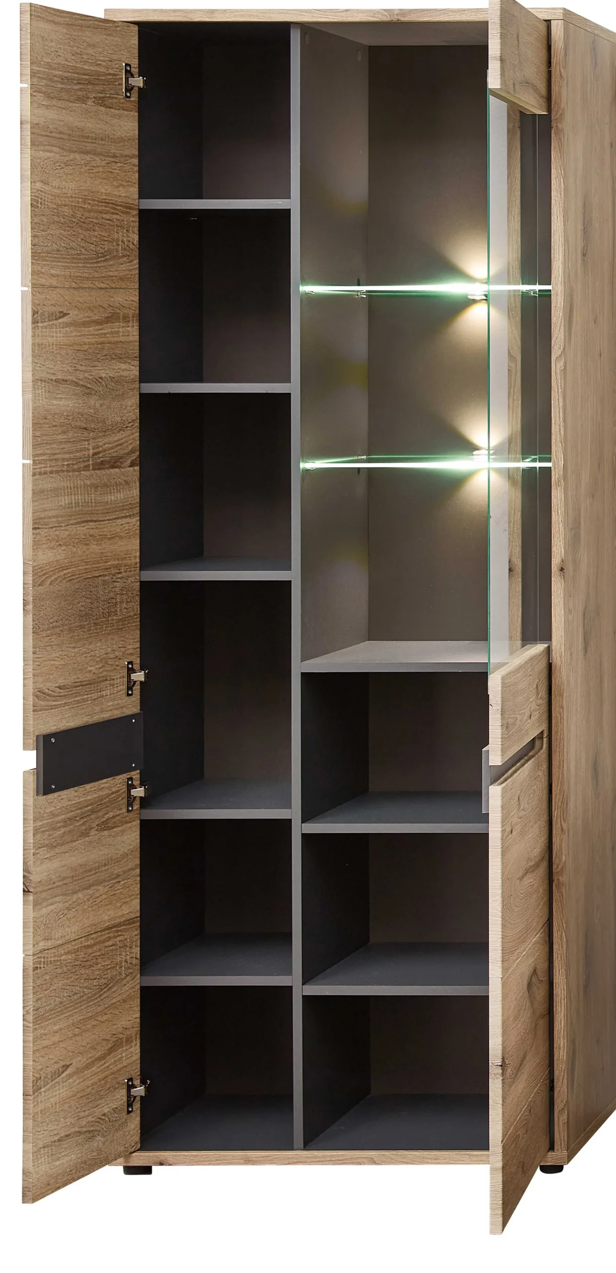 Vitrine Bellini 80cm 2 Türen - Eiche/anthrazit