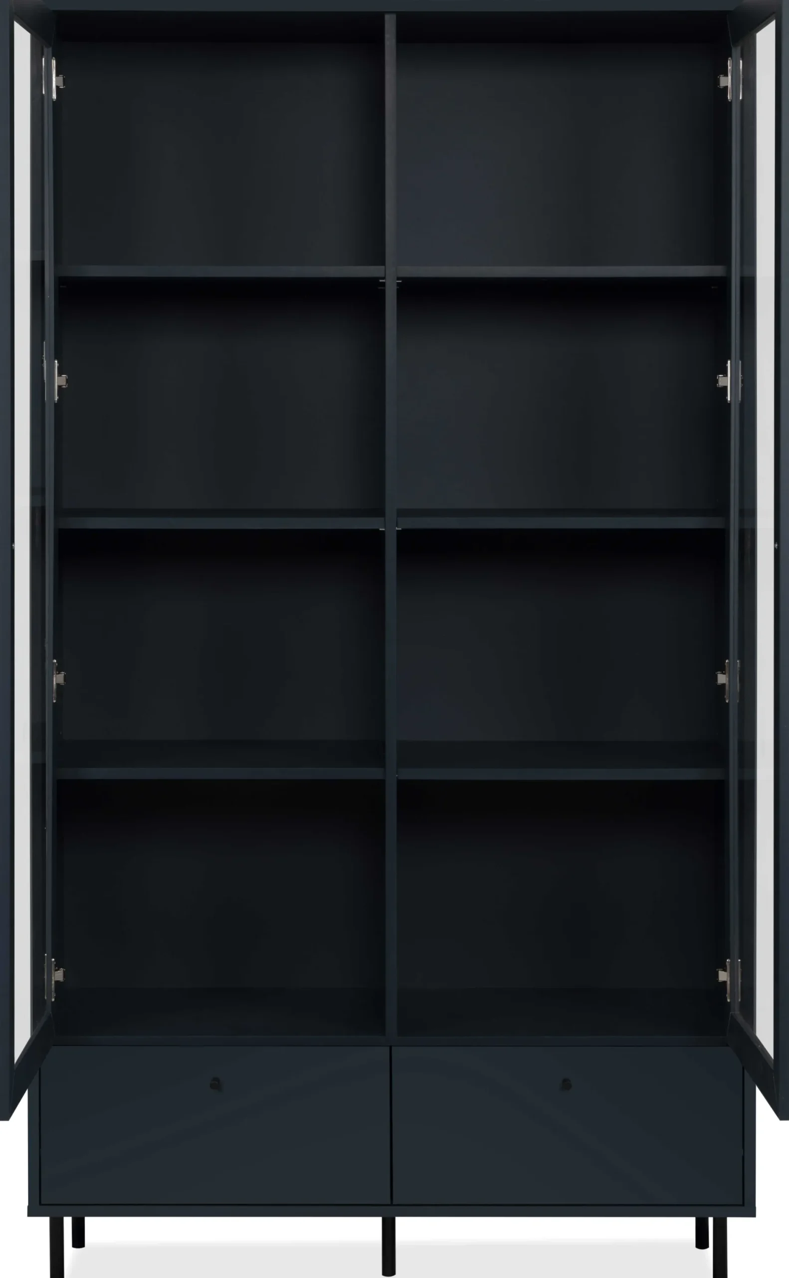 Vitrine Carillon 100cm mit zwei Türen und Schublade - navy blue