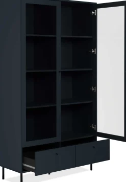 Vitrine Carillon 100cm mit zwei Türen und Schublade - navy blue