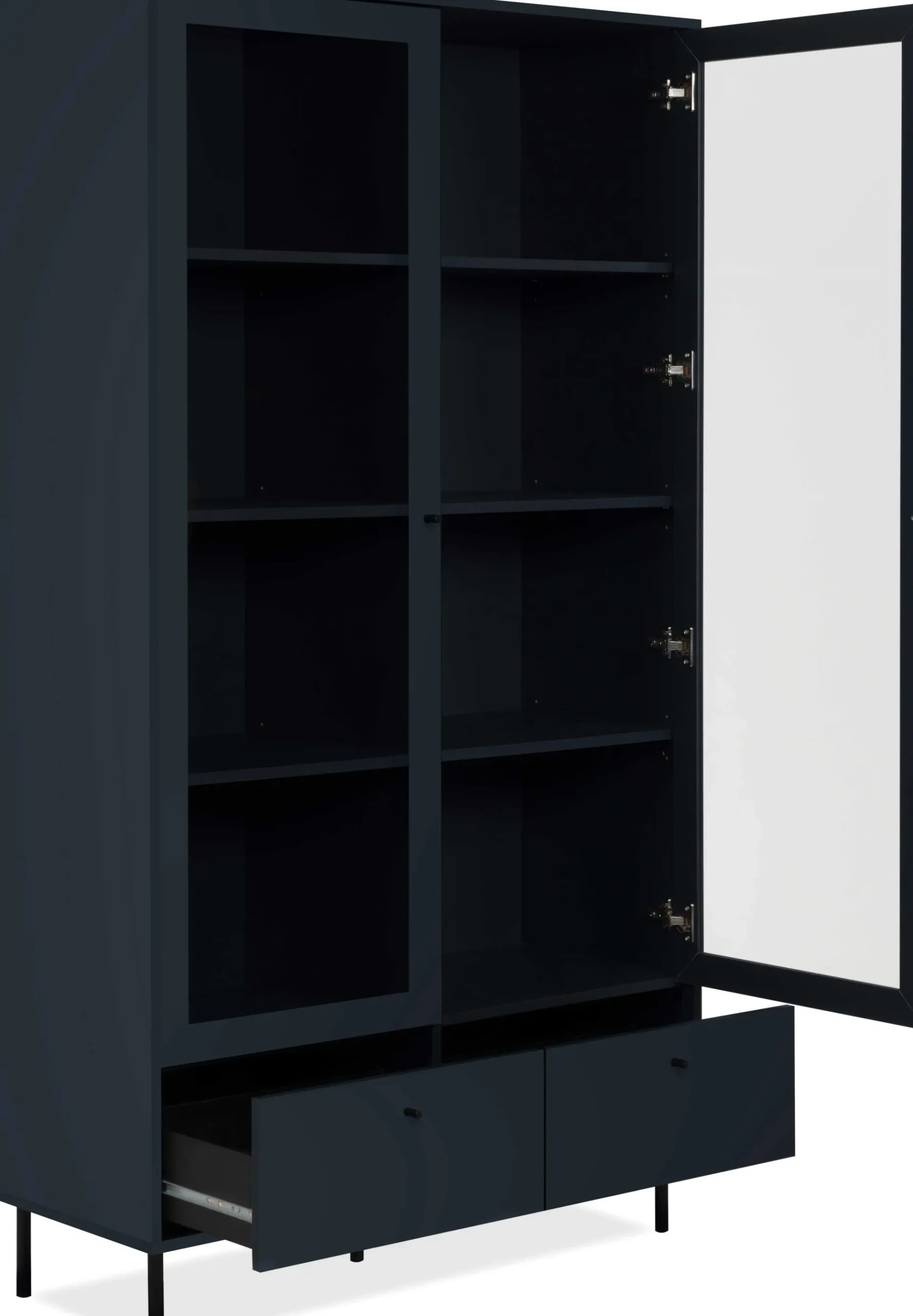 Vitrine Carillon 100cm mit zwei Türen und Schublade - navy blue