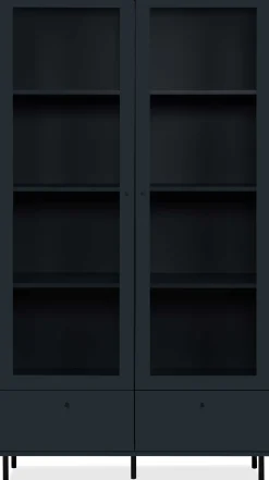 Vitrine Carillon 100cm mit zwei Türen und Schublade - navy blue