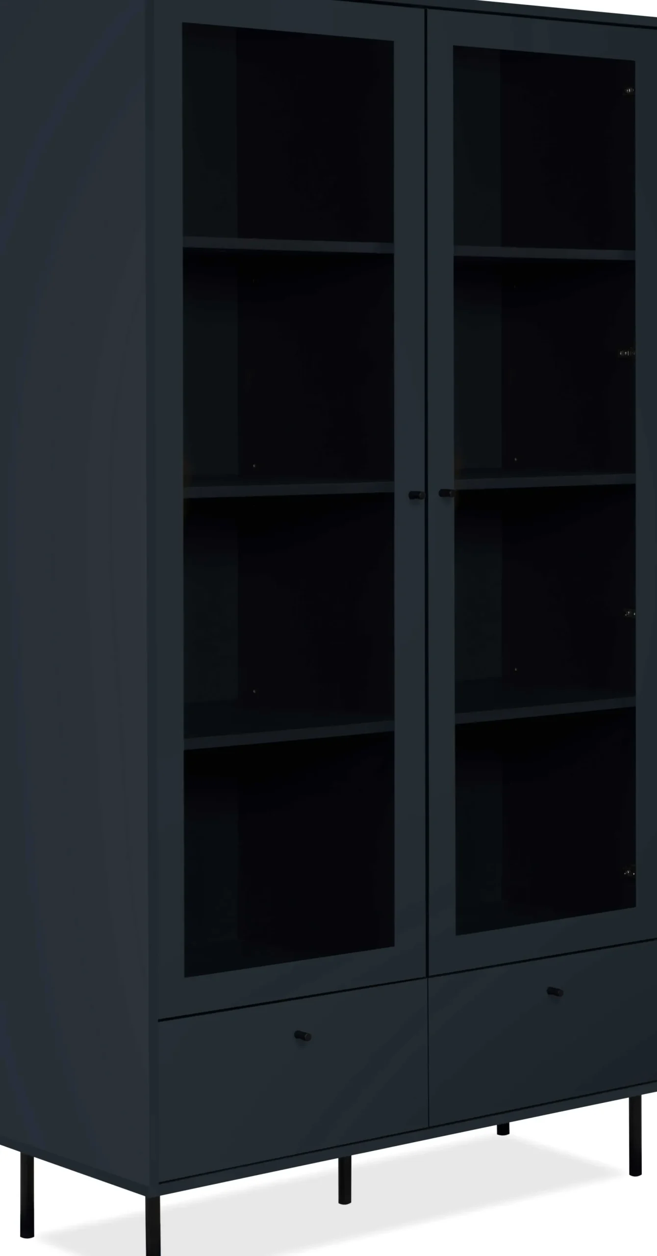 Vitrine Carillon 100cm mit zwei Türen und Schublade - navy blue