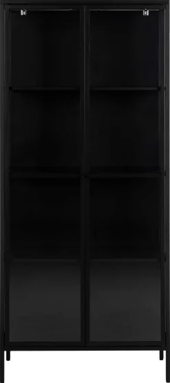Vitrine Nebas 80cm, 2 Türen und 3 Einlegeböden - schwarz
