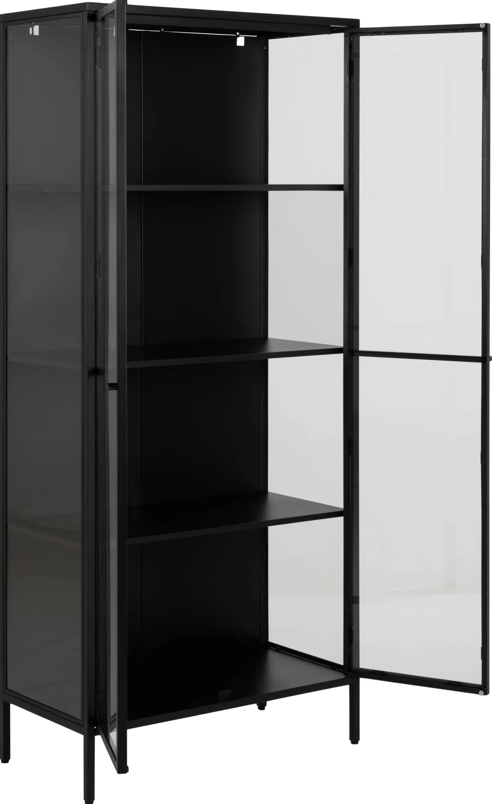 Vitrine Nebas 80cm, 2 Türen und 3 Einlegeböden - schwarz