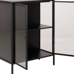 Vitrine Nebas 80cm, 2 Türen und 1 Fachboden - schwarz
