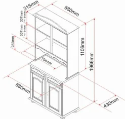 Vitrinenschrank Abaco - massives Kiefernholz