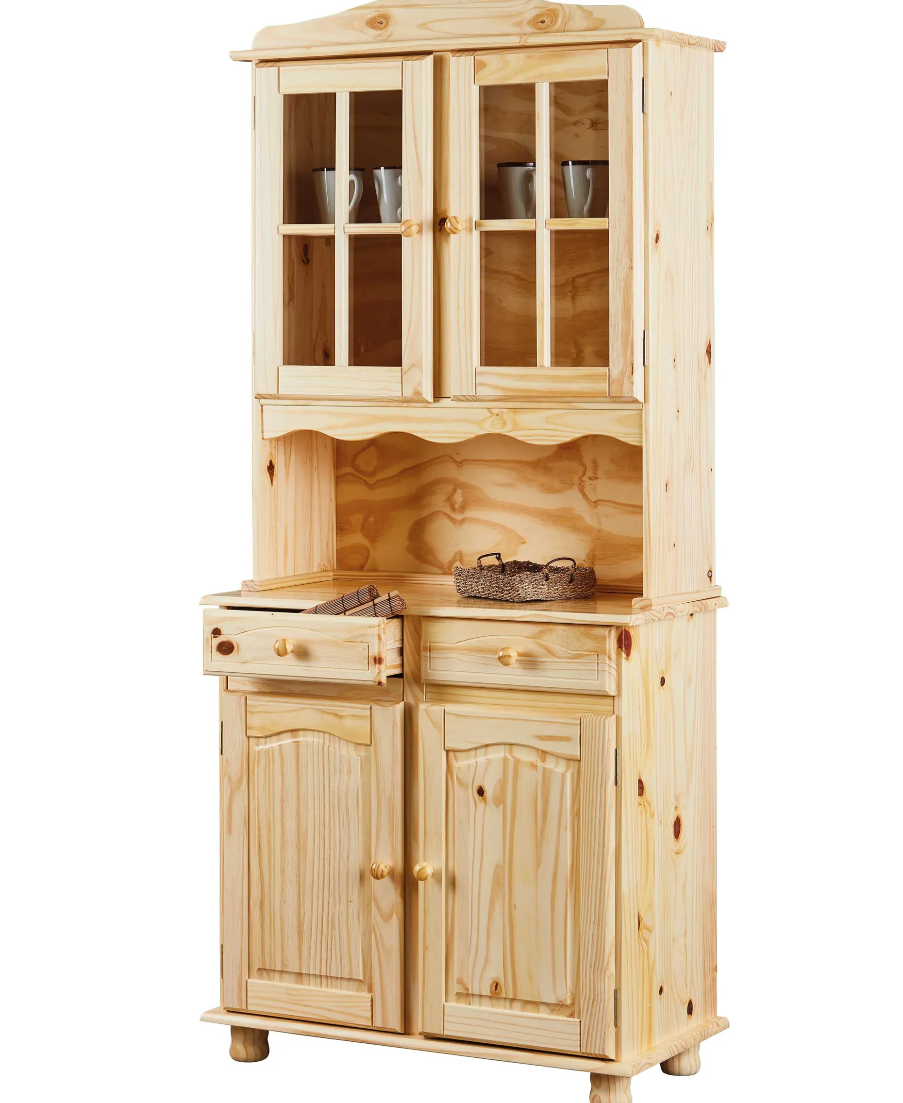 Vitrinenschrank Abaco - massives Kiefernholz
