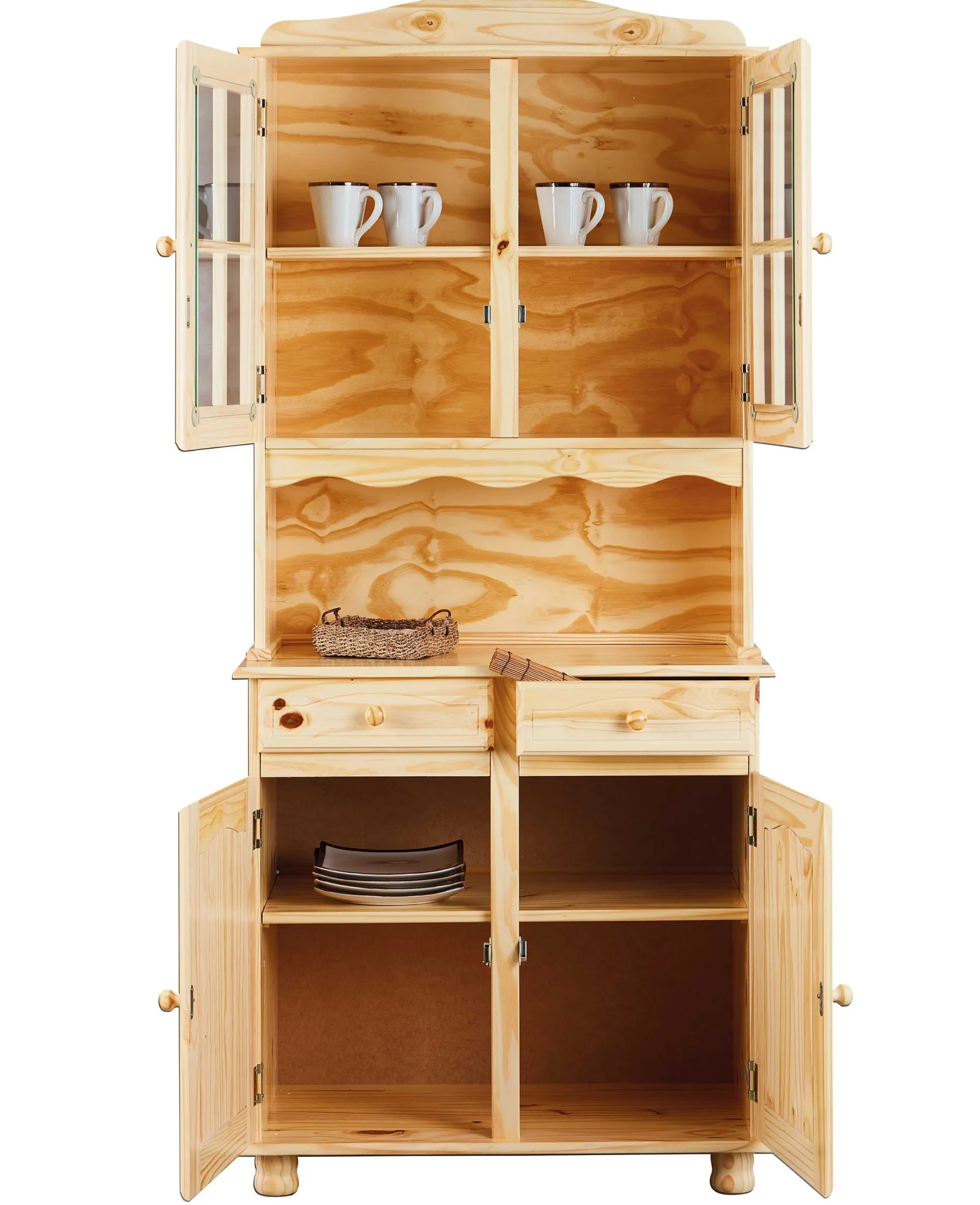 Vitrinenschrank Abaco - massives Kiefernholz