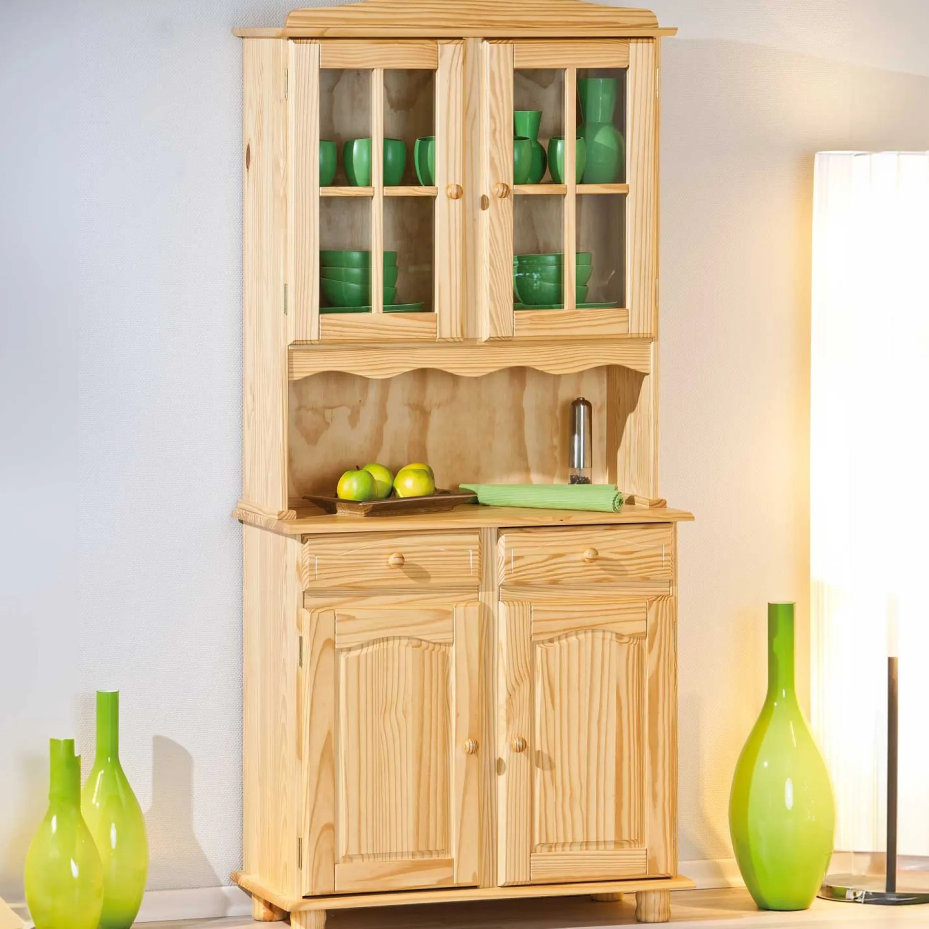 Vitrinenschrank Abaco - massives Kiefernholz