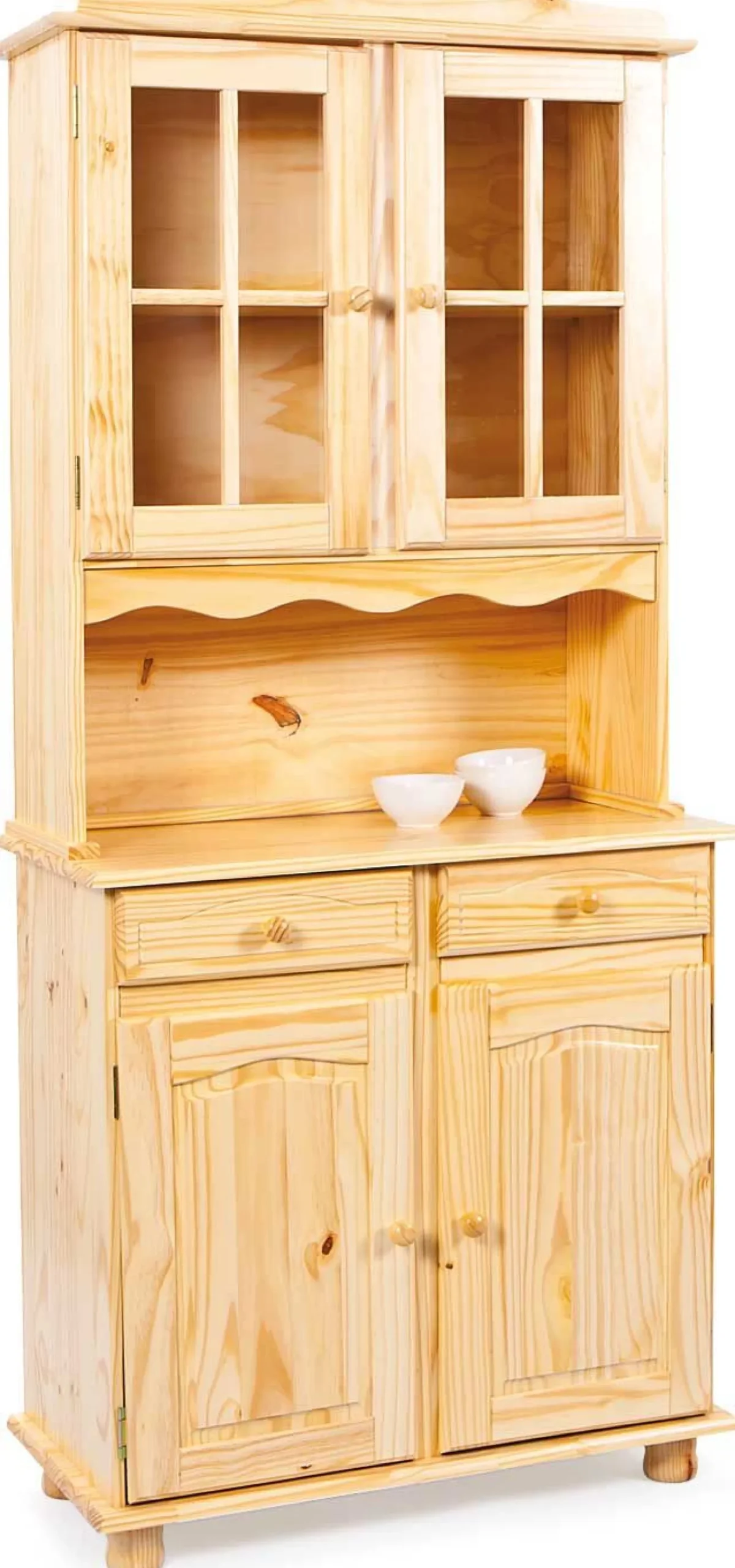 Vitrinenschrank Abaco - massives Kiefernholz