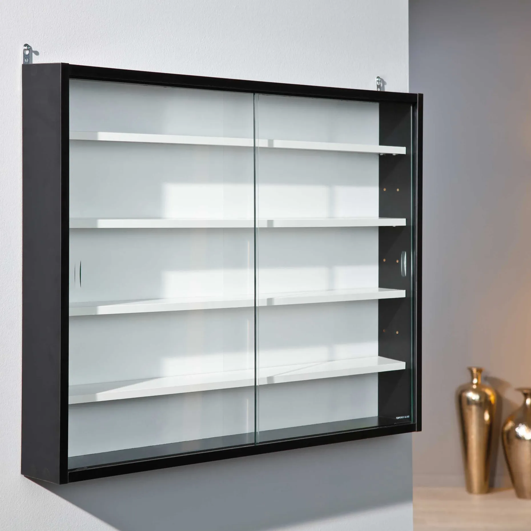 Vitrinenschrank Collecty - schwarz/weiß