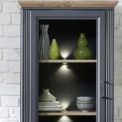 Vitrine Samine 66cm 2 Türen und 1 Schublade - graphit/ik