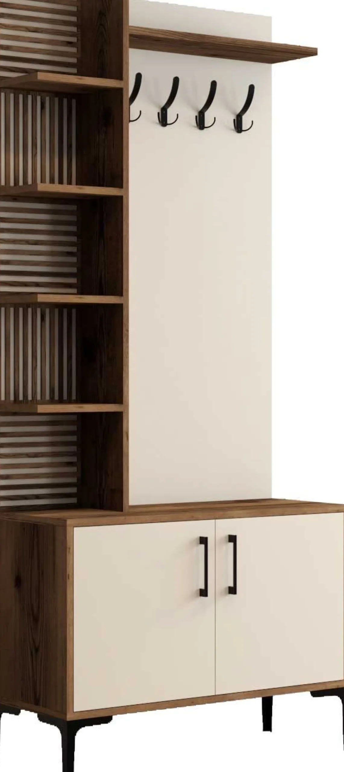 Viyana D Garderobenständer | 100 % MELAMIN | Walnuss, Creme