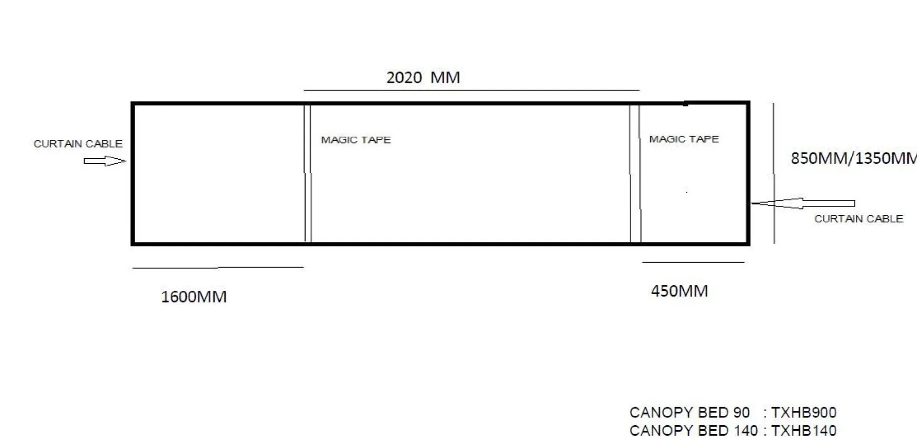 Voile für Himmelbett Charlotte 140cm Baumwolle - weiß