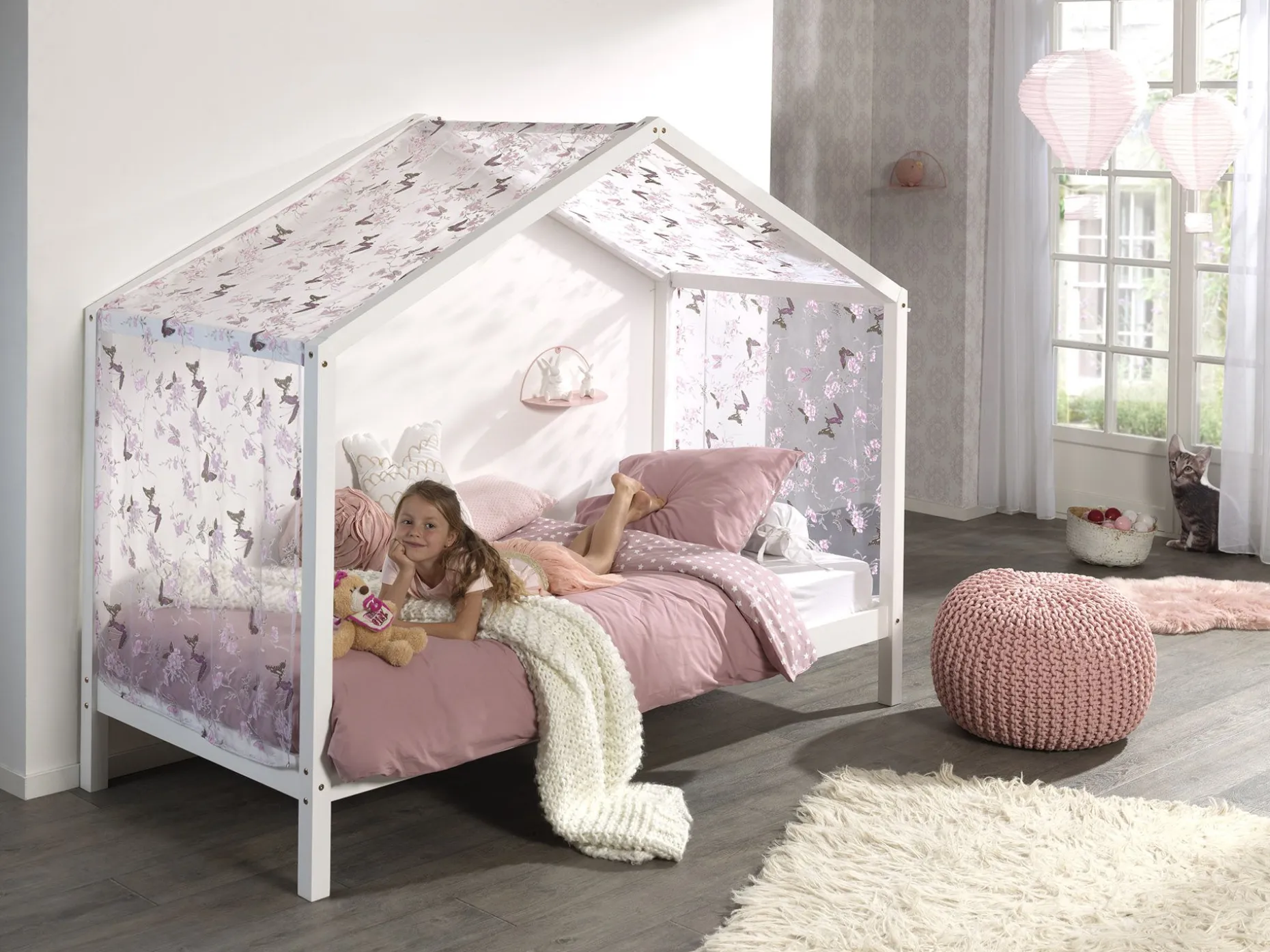 Voile mit Schmetterlingsmuster - rosa