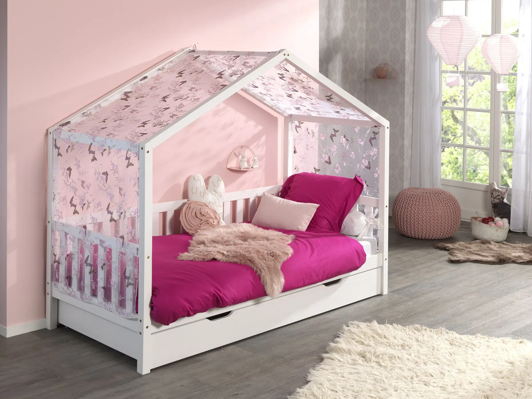 Voile mit Schmetterlingsmuster - rosa