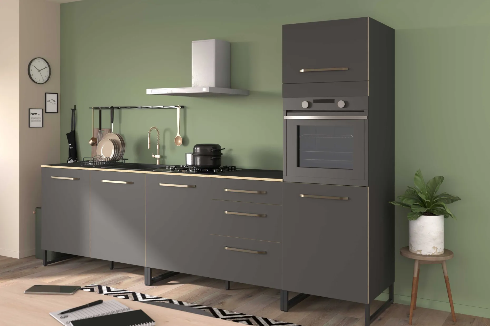 Wade Säulenschrank mit Platz für Backofen - anthrazit