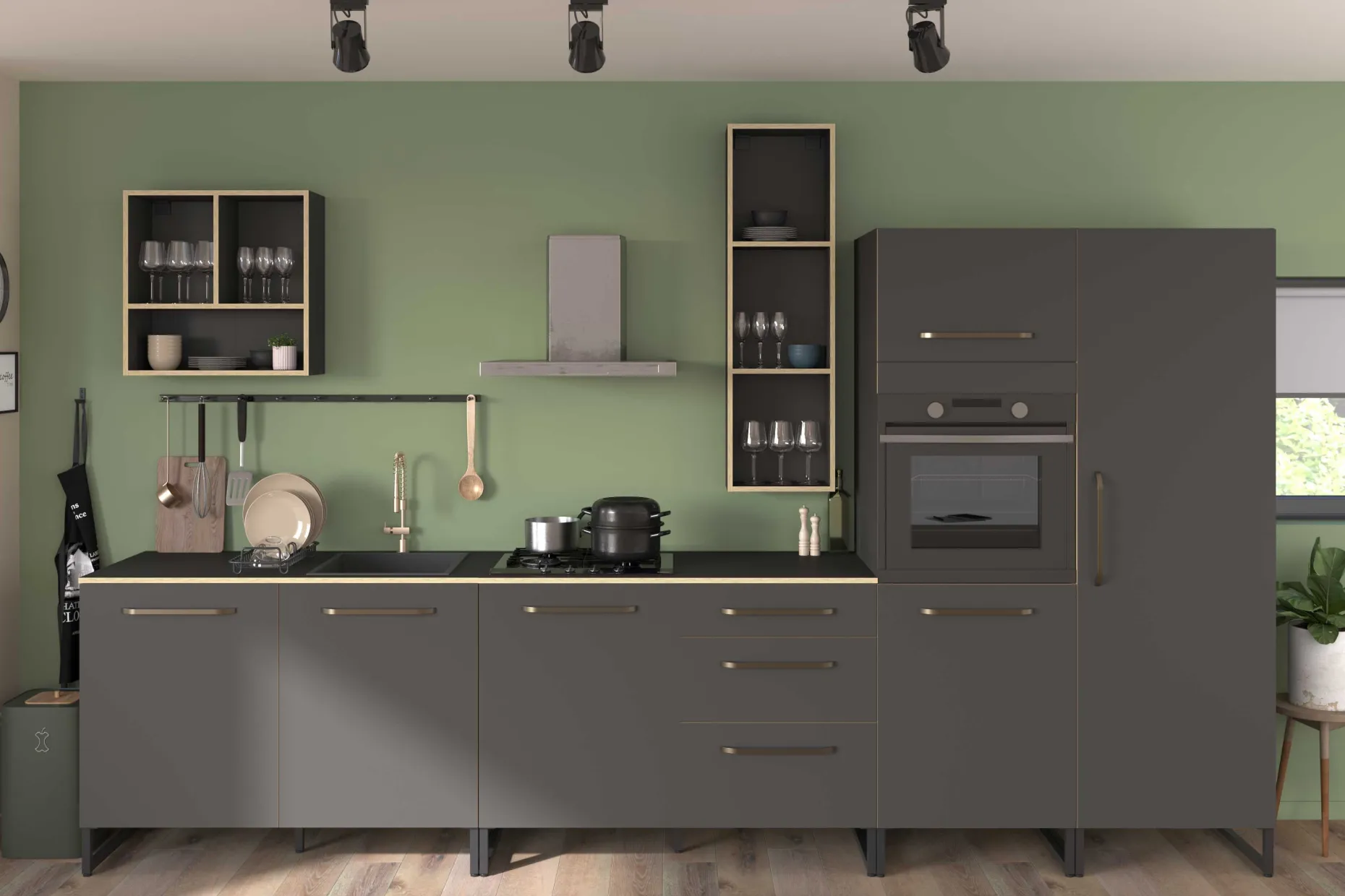 Wade Säulenschrank mit Platz für Backofen - anthrazit
