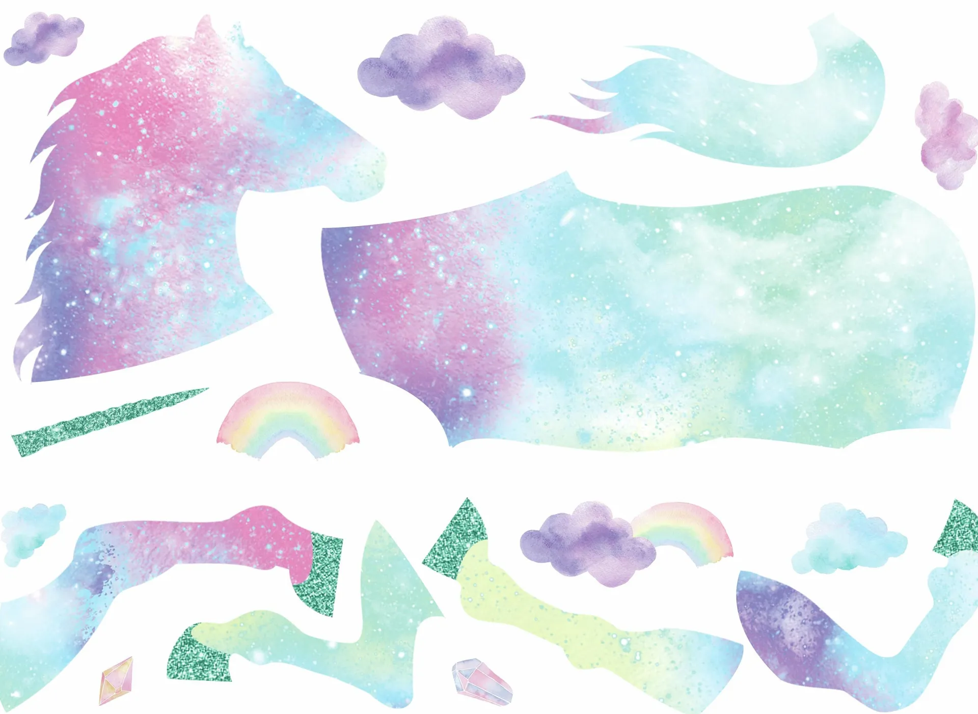 RoomMates Wandaufkleber Galaxy Einhorn