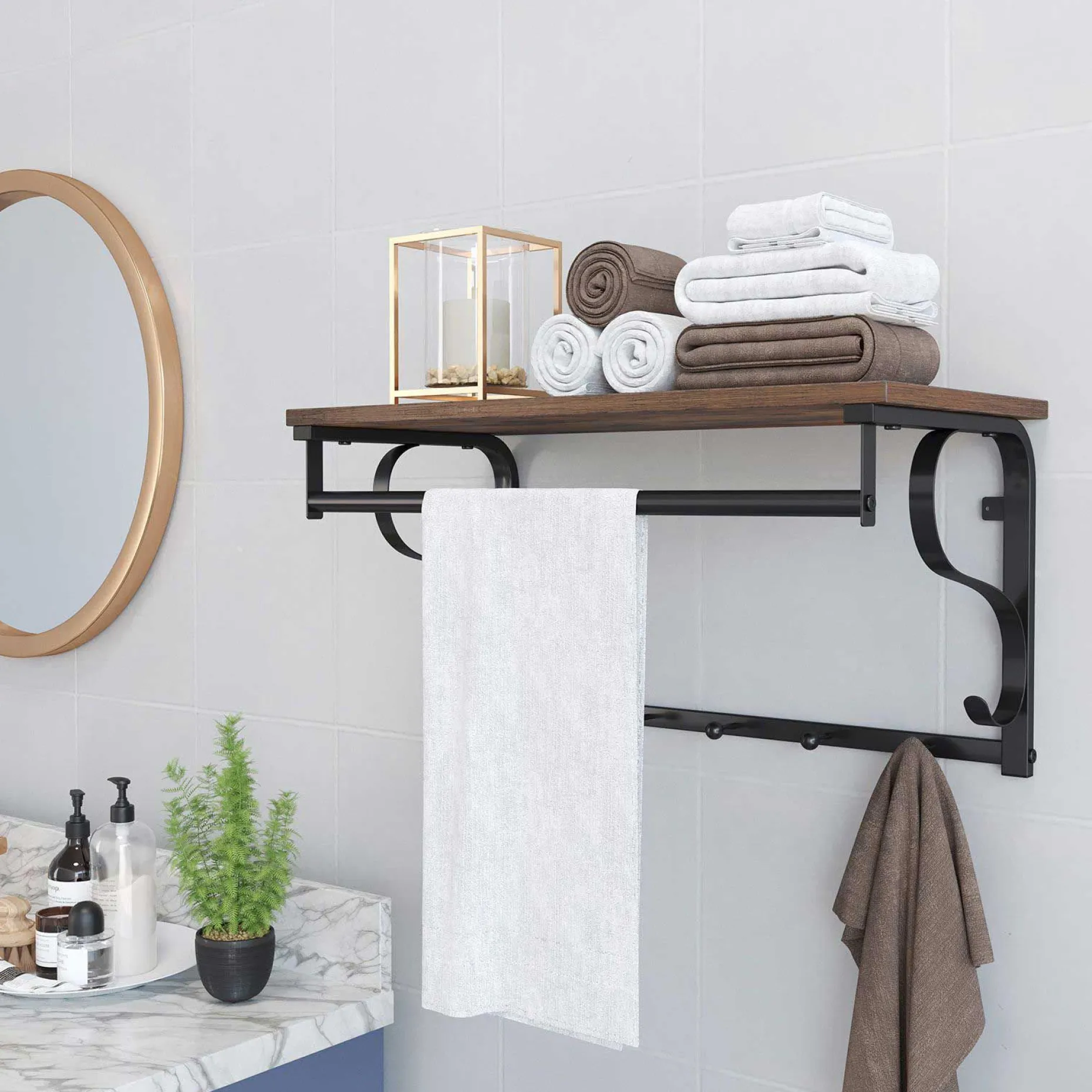 Wandgarderobe Aline - braun/schwarz