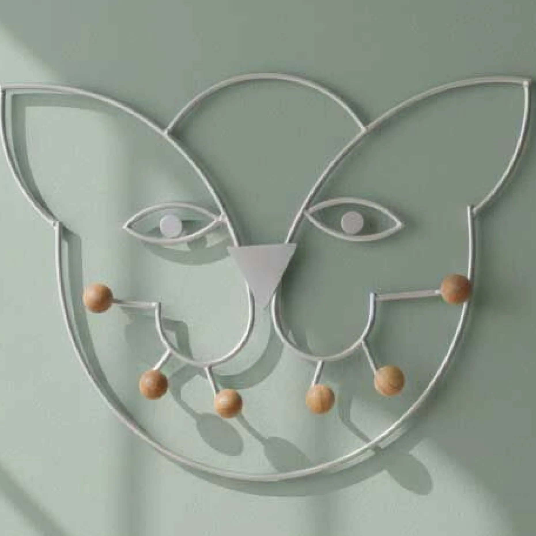 Wandgarderobe aus Aluminium mit 6 Holzhaken - 3 kg Kapazität