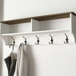 Emob Wandgarderobe Esta - mit Schuhbank - Dekor Weiß/Walnuss