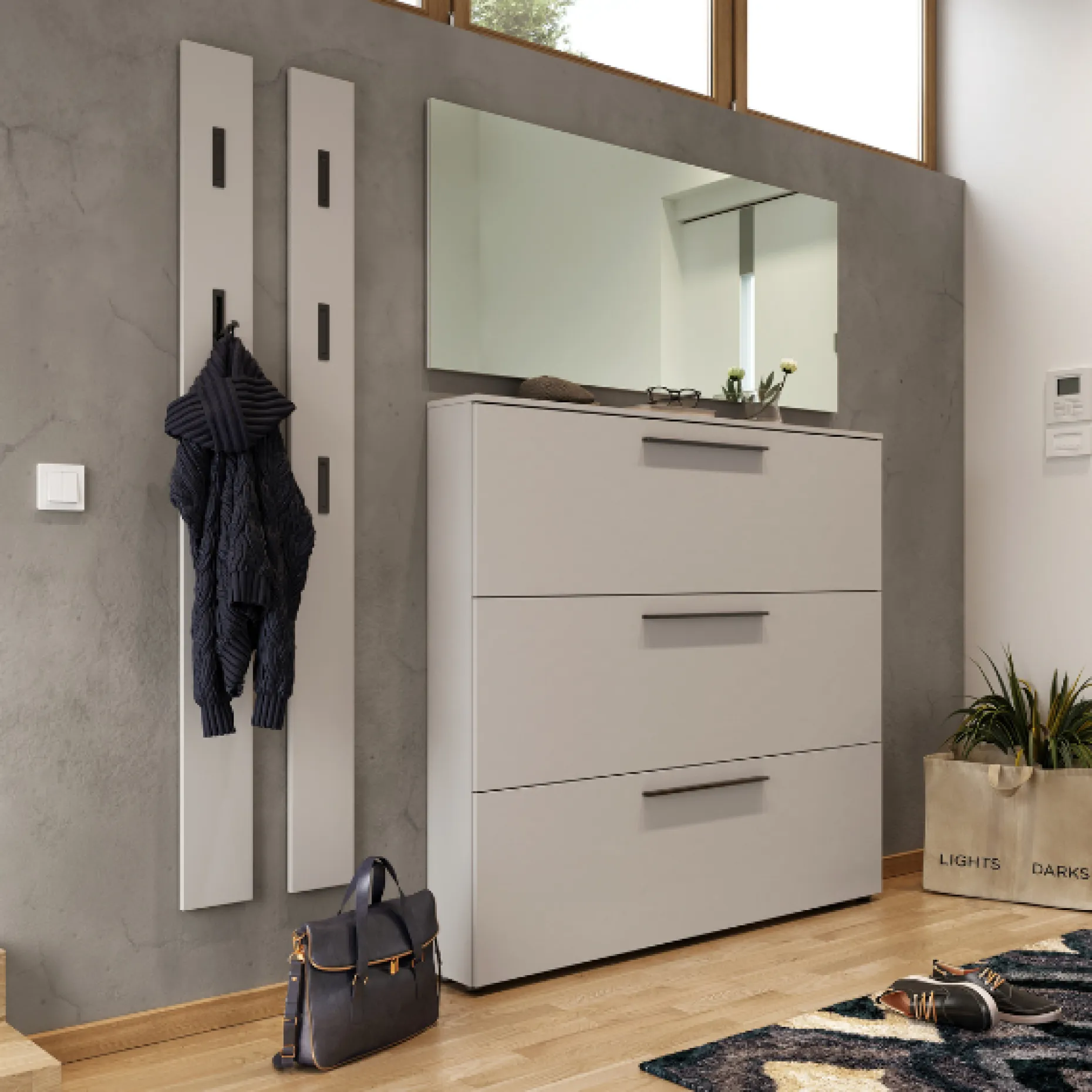 Wandgarderobe Jonas mit drei Haken - kaschmirbeige