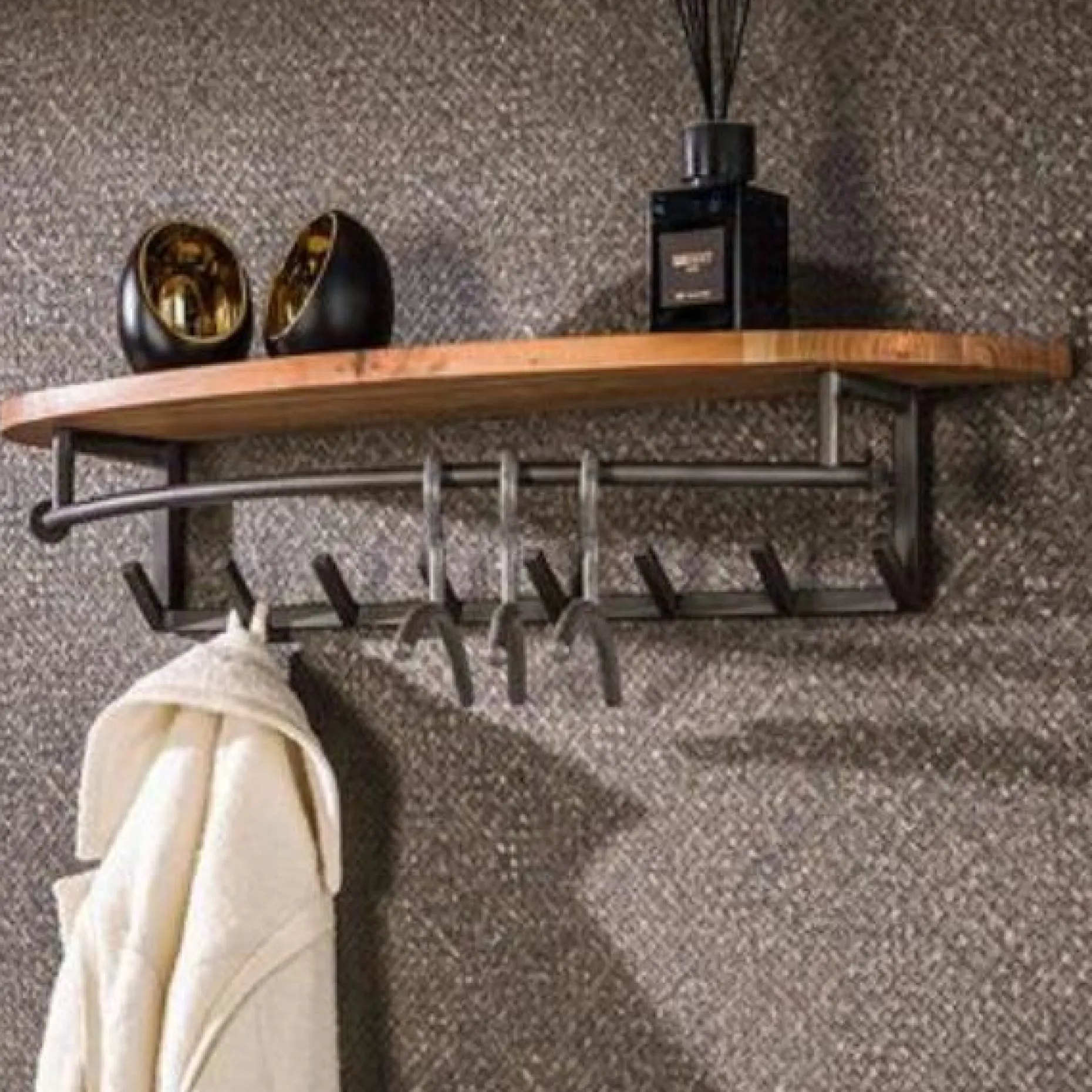 Wandgarderobe Menga | 100 x 20 x 30 cm | Massivholz Akazie