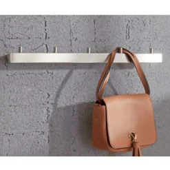 Wandgarderobe mit 5 Haken | 46 x 6 x 4 cm | Farbe Silber