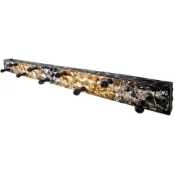 Wandgarderobe mit 9 Knöpfen | 75 x 6 x 11 cm | Schwarz-gold