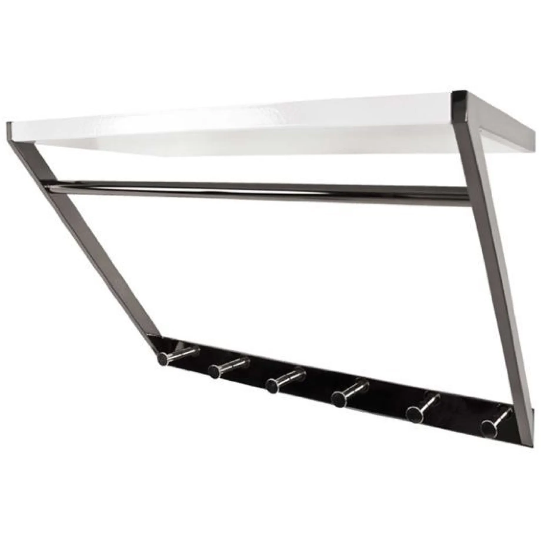 Wandgarderobe mit 5 Knöpfen | 60 x 29 x 40 cm | weiß-schwarz