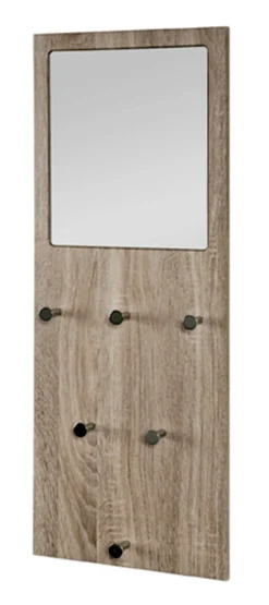 Wandgarderobe mit Spiegel | 80 x 6 x 30 cm | Braun