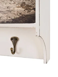 Wandgarderobe Raiden 76cm, 4 Haken - weiß/braun