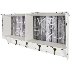 Wandgarderobe Raiden 76cm, 4 Haken - weiß/grau