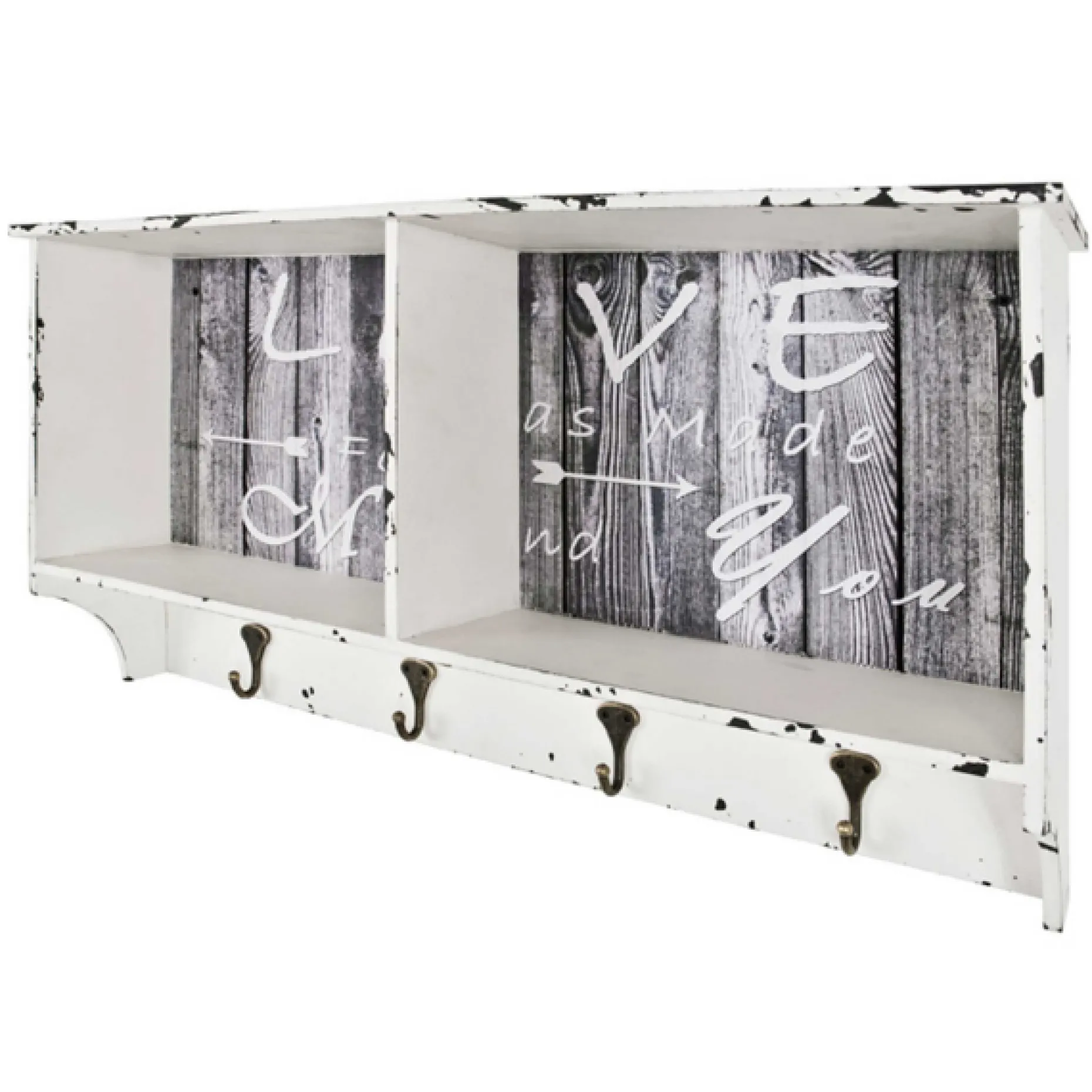 Wandgarderobe Raiden 76cm, 4 Haken - weiß/grau
