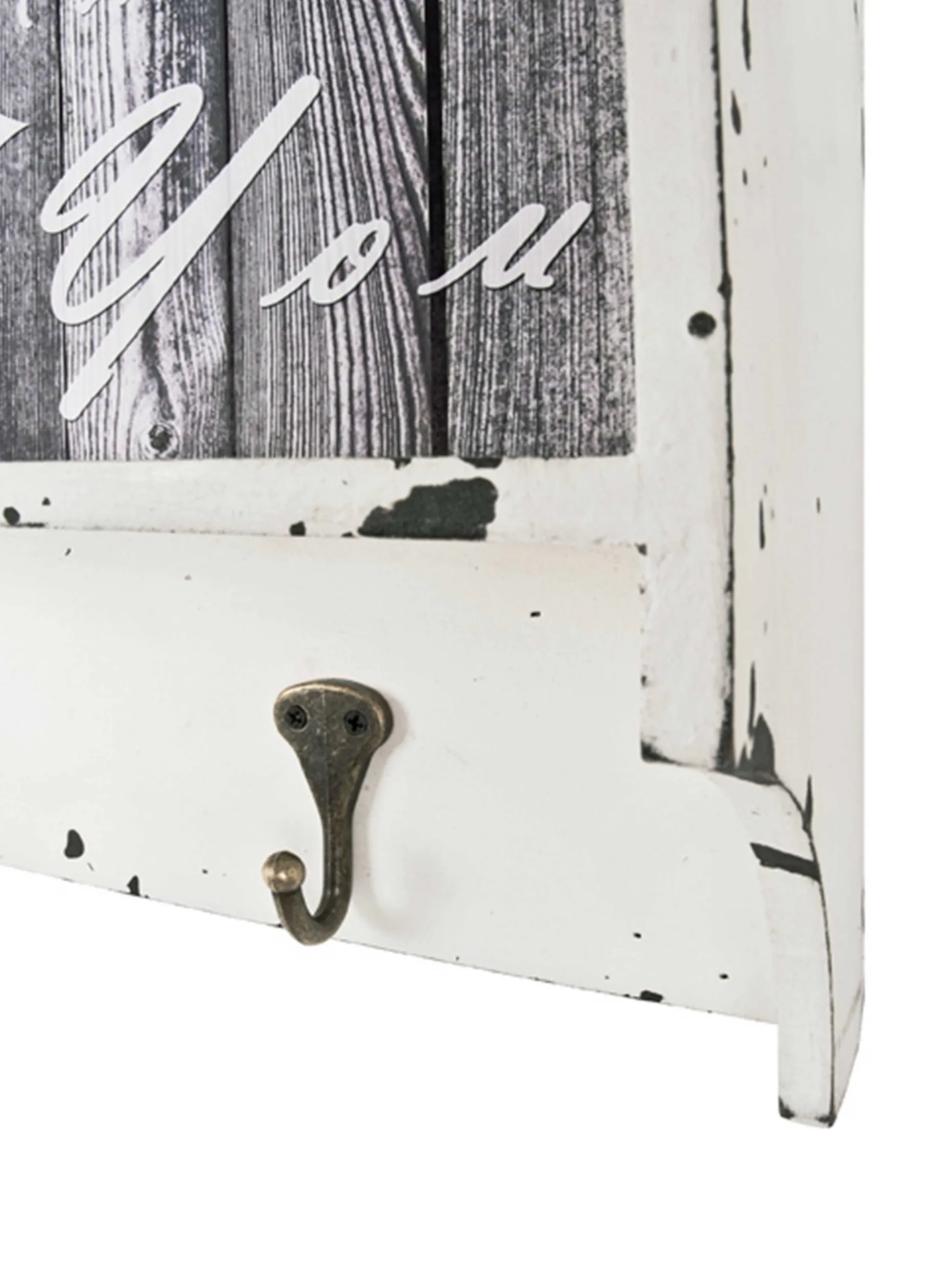 Wandgarderobe Raiden 76cm, 4 Haken - weiß/grau