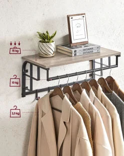 Wandgarderobe Rhodos | 66 x 30 x 27 cm | Graubeige Ausführung