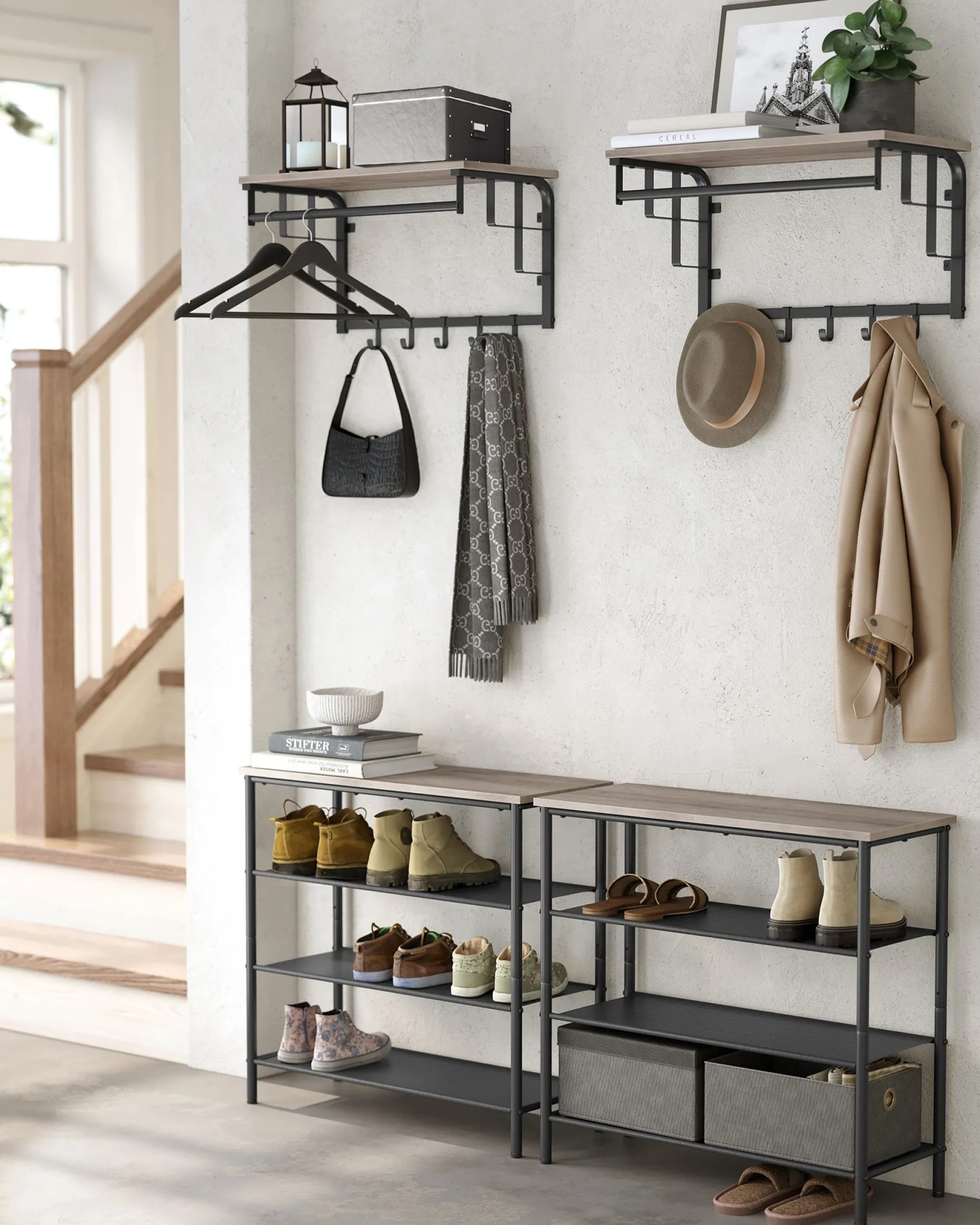 Wandgarderobe Rhodos | 66 x 30 x 27 cm | Graubeige Ausführung