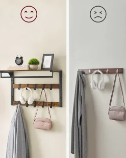 Wandgarderobe Rhodos | 65 x 30 x 42 cm | Rostbraunes Design