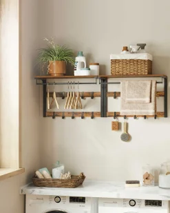Wandgarderobe Rhodos | 65 x 30 x 42 cm | Rostbraunes Design