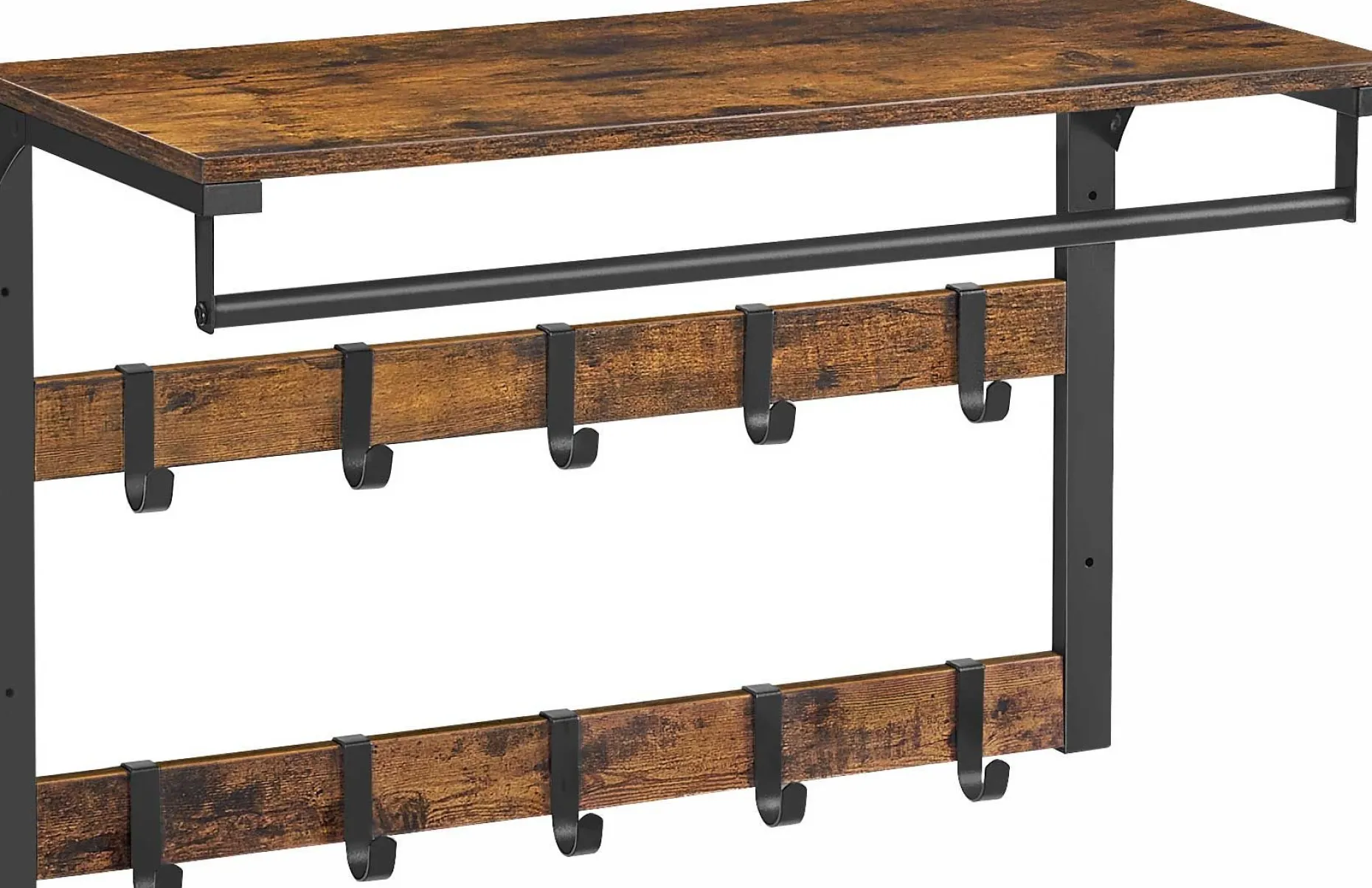 Wandgarderobe Rhodos | 65 x 30 x 42 cm | Rostbraunes Design
