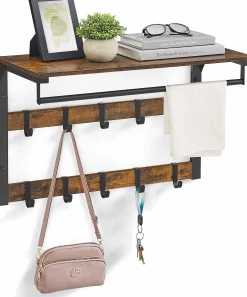 Wandgarderobe Rhodos | 65 x 30 x 42 cm | Rostbraunes Design